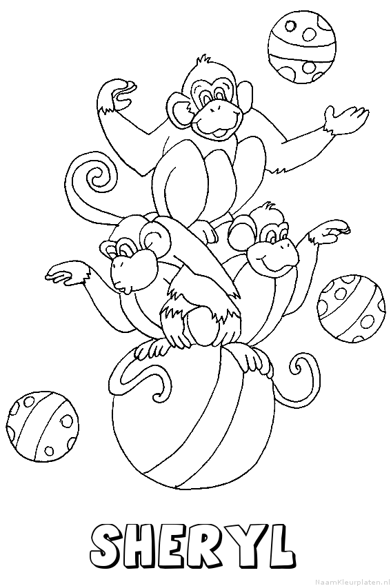 Sheryl apen circus kleurplaat