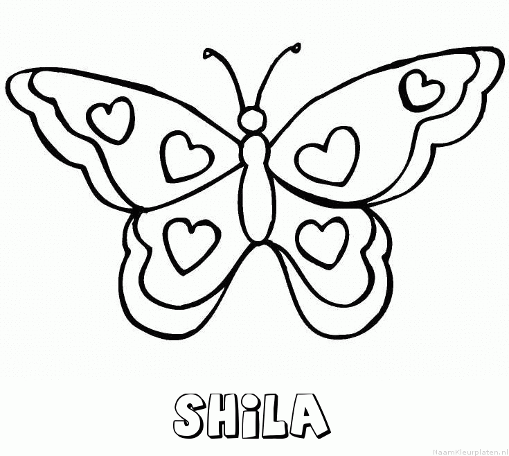 Shila vlinder hartjes kleurplaat