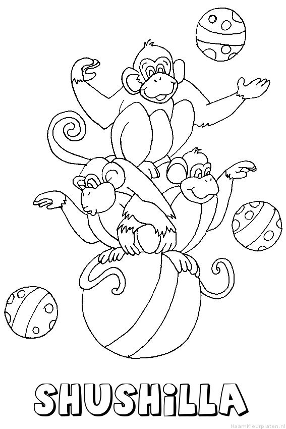 Shushilla apen circus kleurplaat