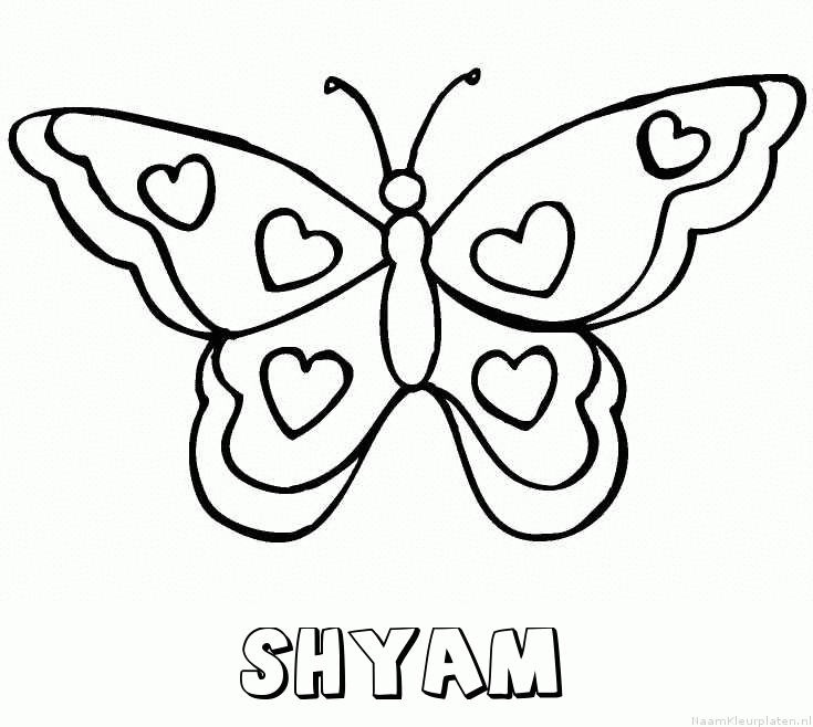 Shyam vlinder hartjes kleurplaat
