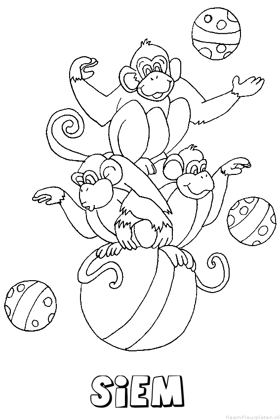 Siem apen circus kleurplaat