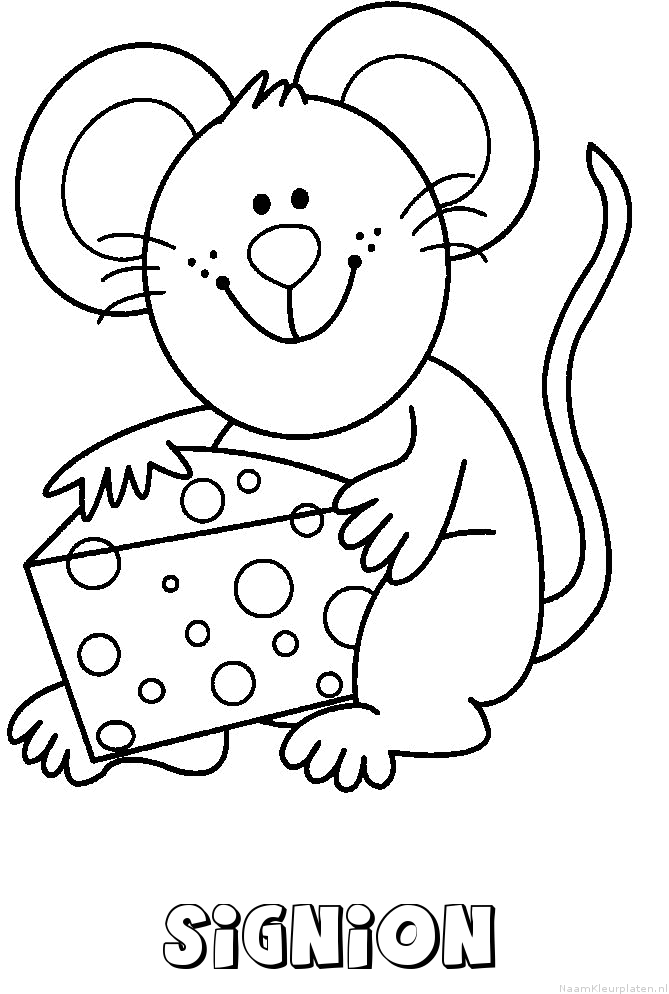 Signion muis kaas kleurplaat