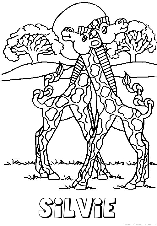 Silvie giraffe koppel kleurplaat