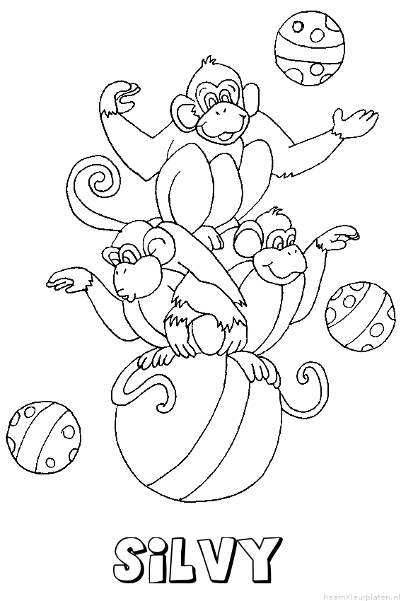 Silvy apen circus kleurplaat