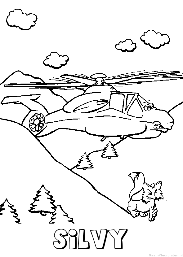 Silvy helikopter kleurplaat