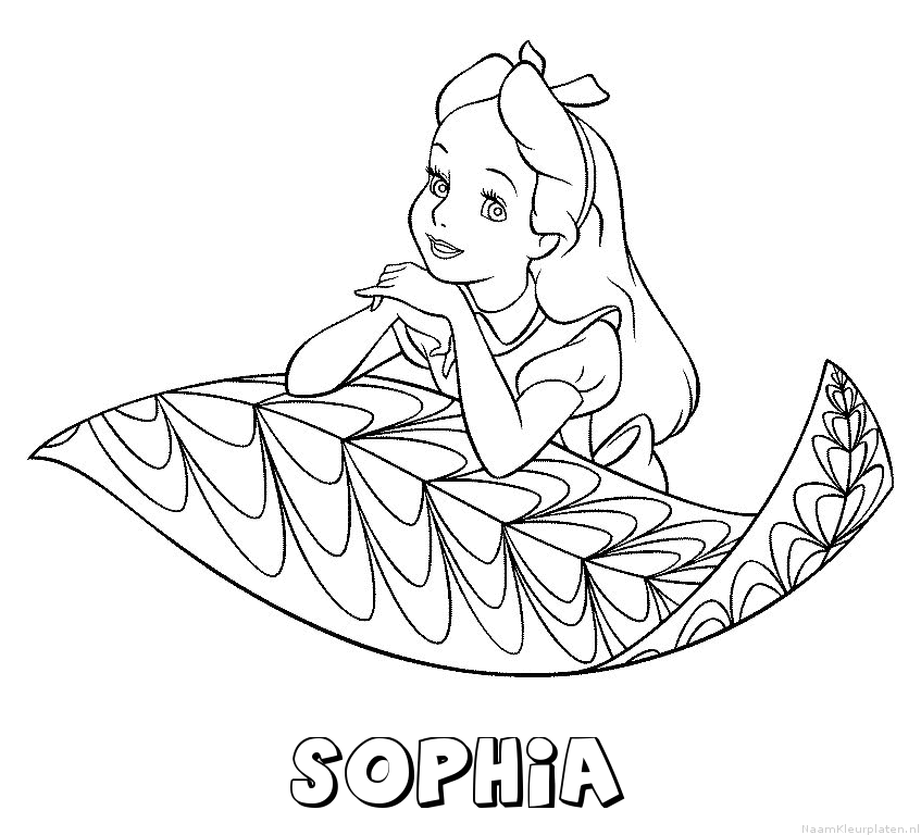 Sophia alice in wonderland kleurplaat