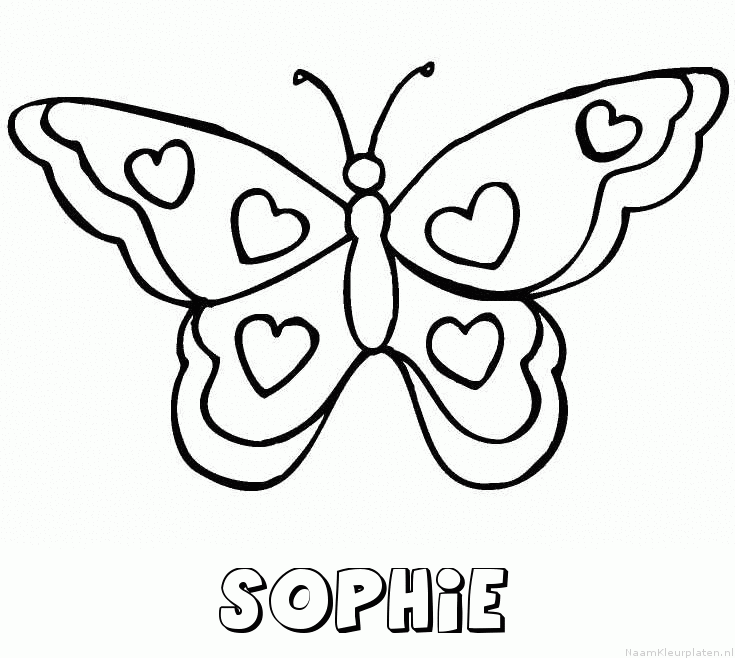 Sophie vlinder hartjes kleurplaat