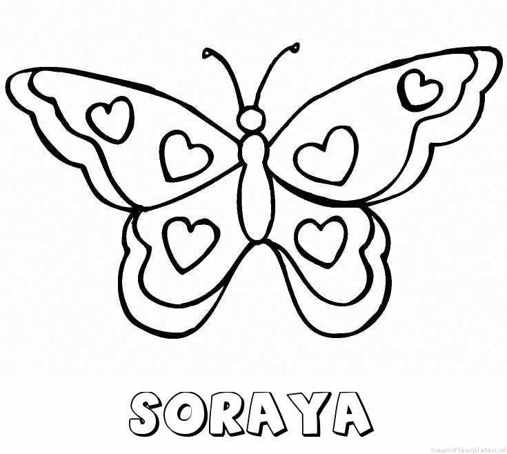 Soraya vlinder hartjes kleurplaat