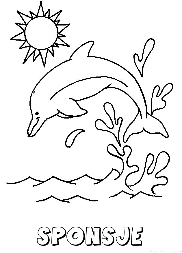 Sponsje dolfijn kleurplaat