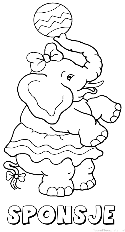 Sponsje olifant kleurplaat