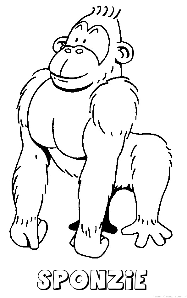 Sponzie aap gorilla kleurplaat