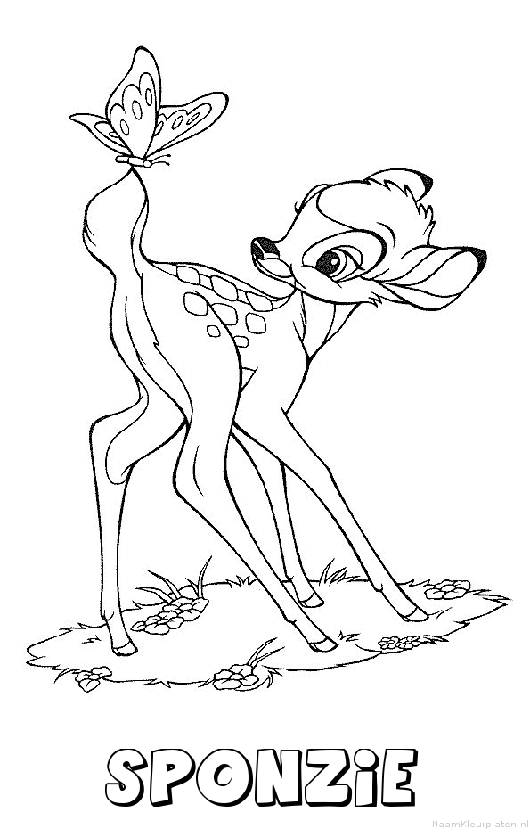 Sponzie bambi kleurplaat