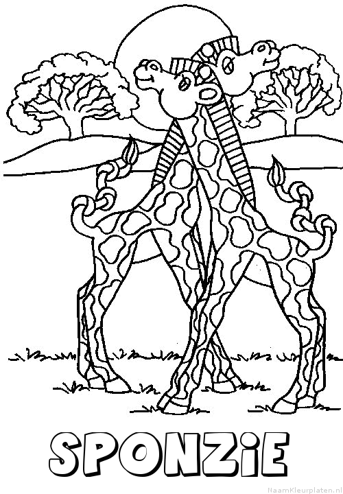 Sponzie giraffe koppel kleurplaat