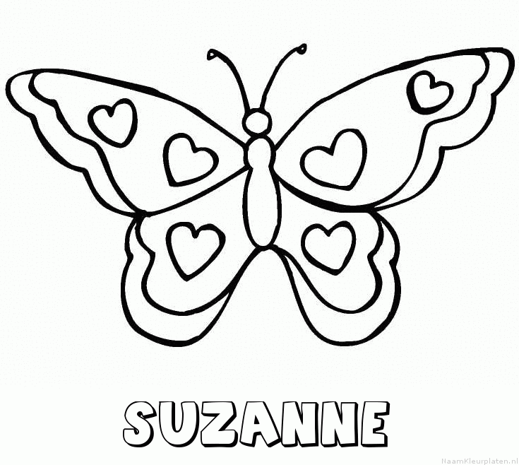Suzanne vlinder hartjes kleurplaat