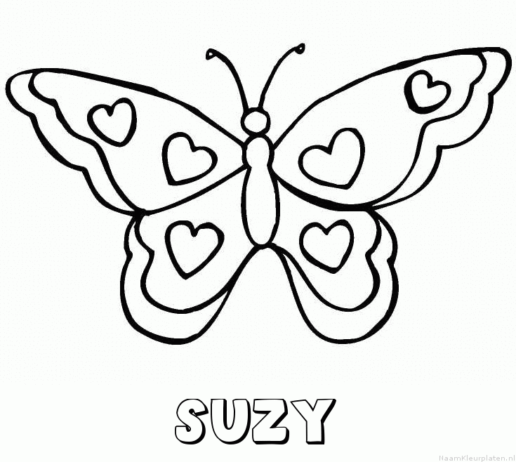 Suzy vlinder hartjes kleurplaat