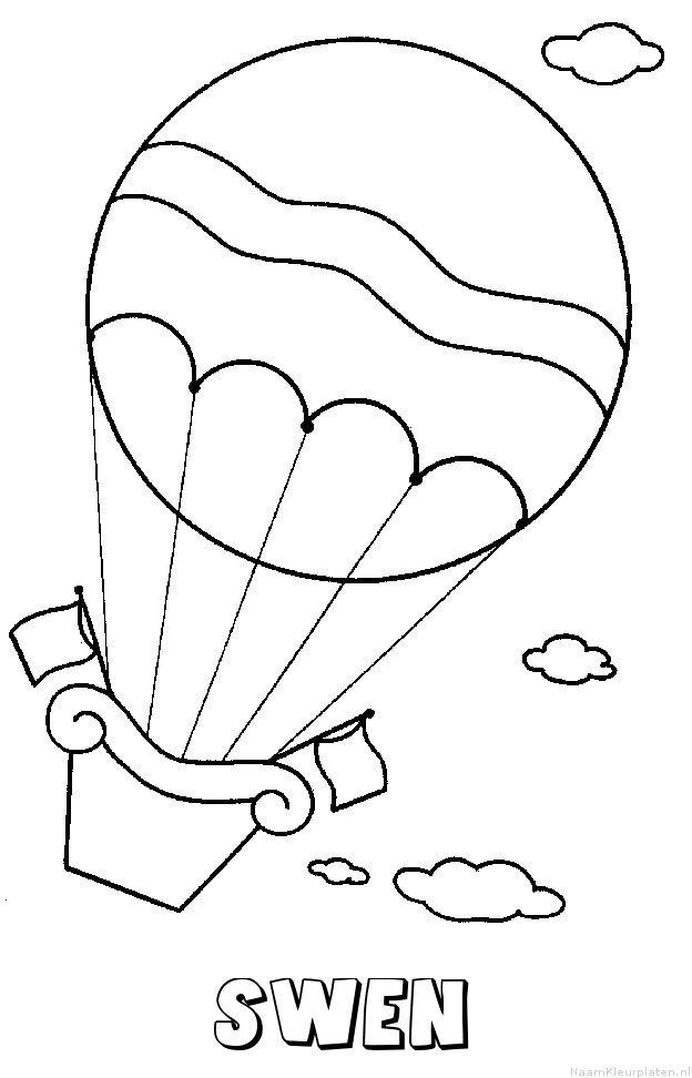 Swen luchtballon kleurplaat