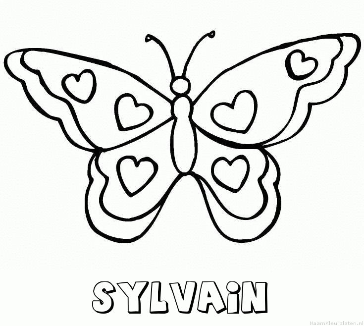 Sylvain vlinder hartjes kleurplaat