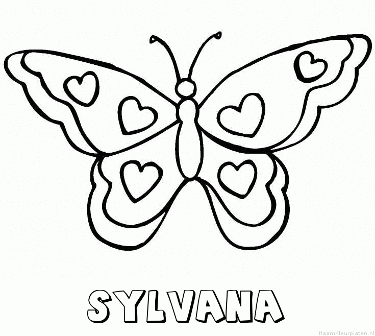 Sylvana vlinder hartjes kleurplaat
