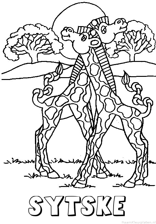 Sytske giraffe koppel kleurplaat