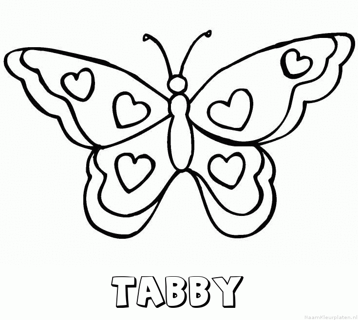 Tabby vlinder hartjes kleurplaat