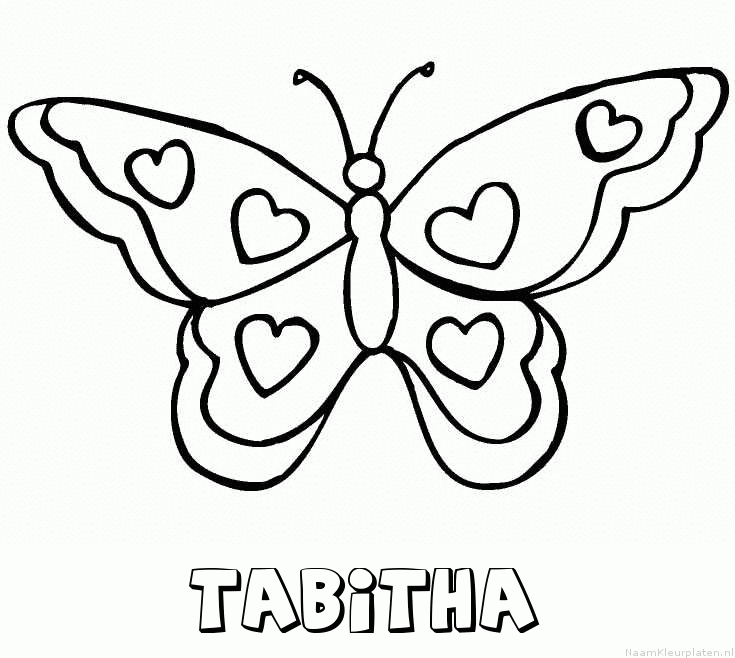 Tabitha vlinder hartjes kleurplaat
