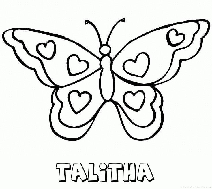 Talitha vlinder hartjes kleurplaat