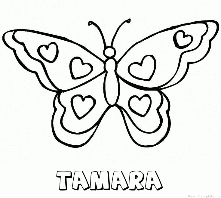 Tamara vlinder hartjes kleurplaat