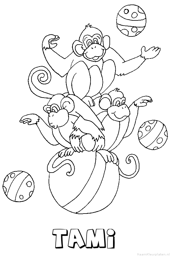 Tami apen circus kleurplaat