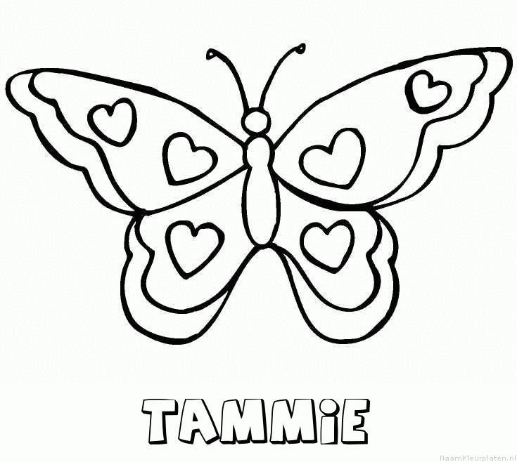Tammie vlinder hartjes kleurplaat