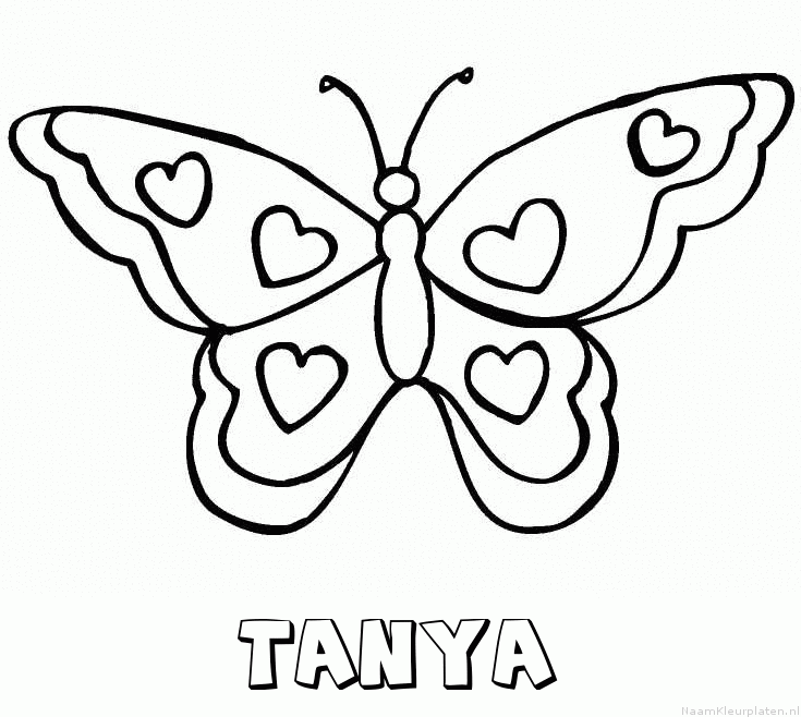 Tanya vlinder hartjes kleurplaat