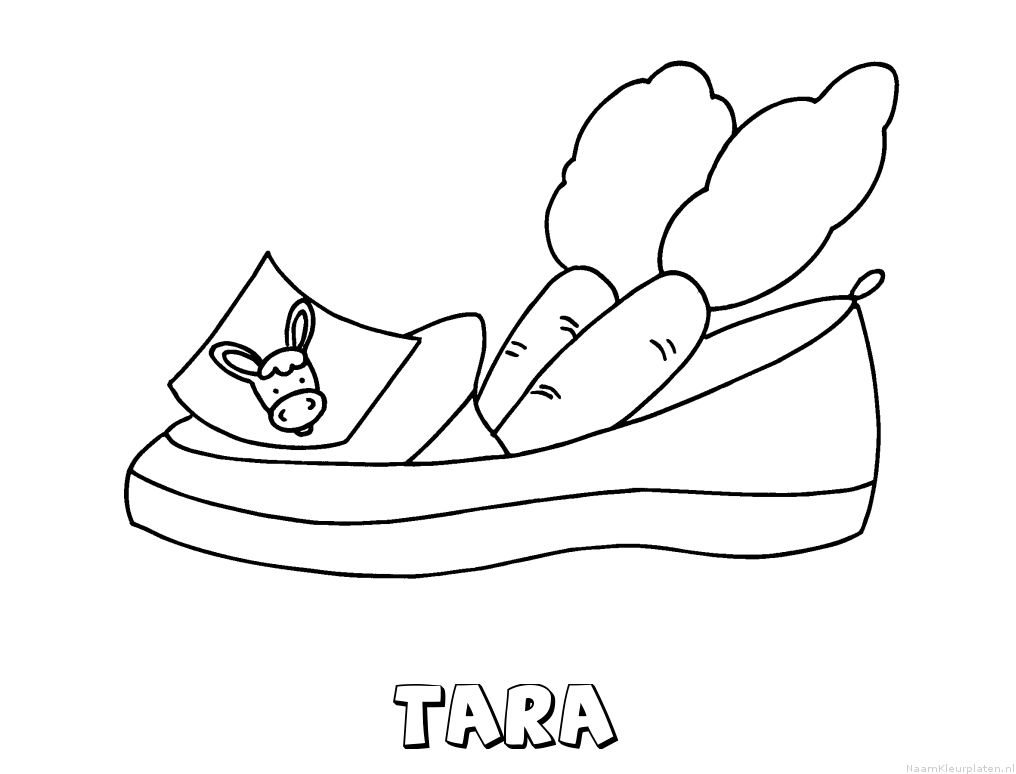 Tara schoen zetten kleurplaat