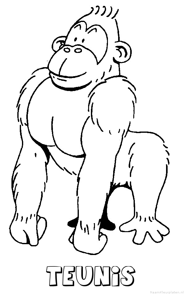 Teunis aap gorilla kleurplaat