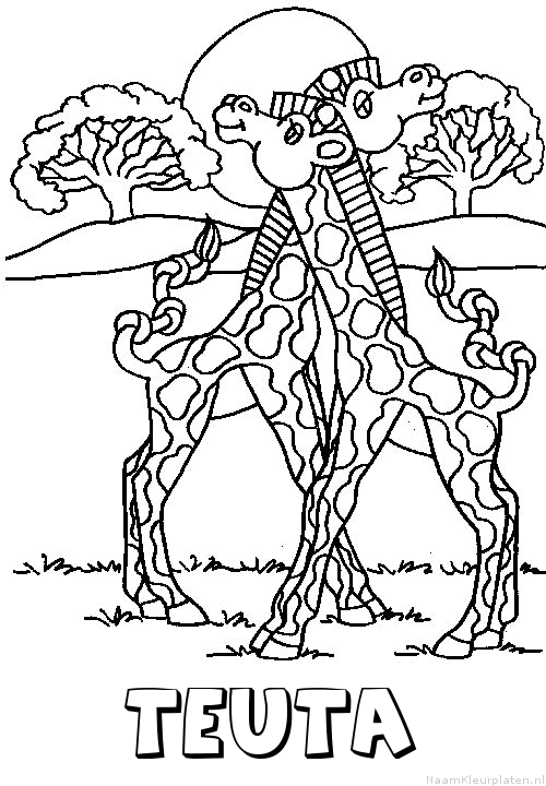 Teuta giraffe koppel kleurplaat