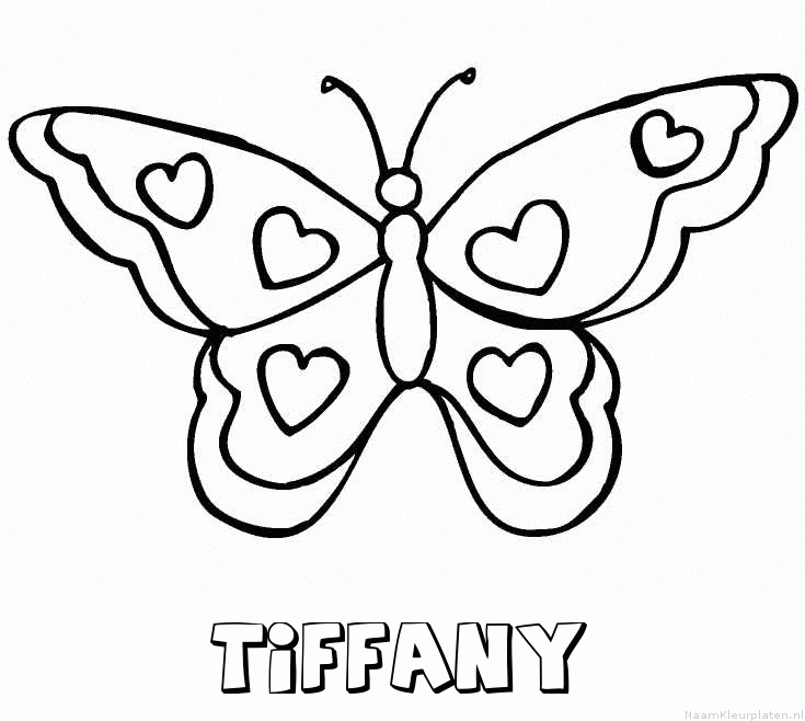 Tiffany vlinder hartjes kleurplaat