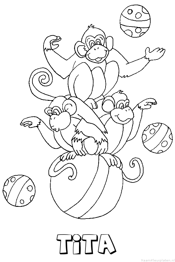Tita apen circus kleurplaat