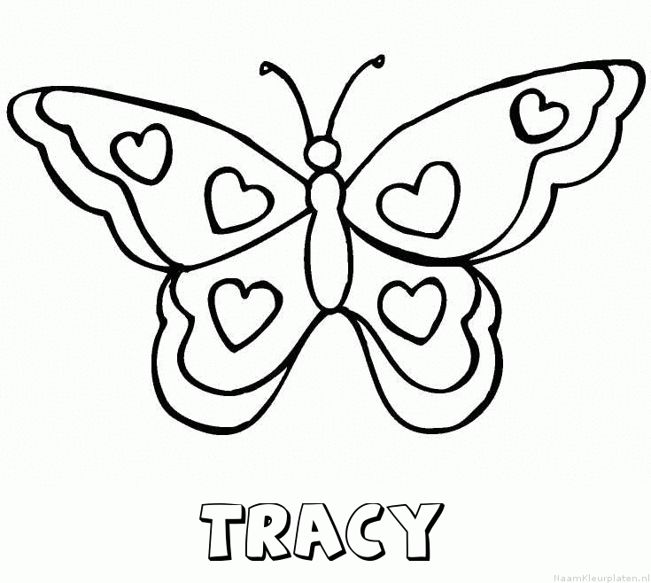 Tracy vlinder hartjes kleurplaat
