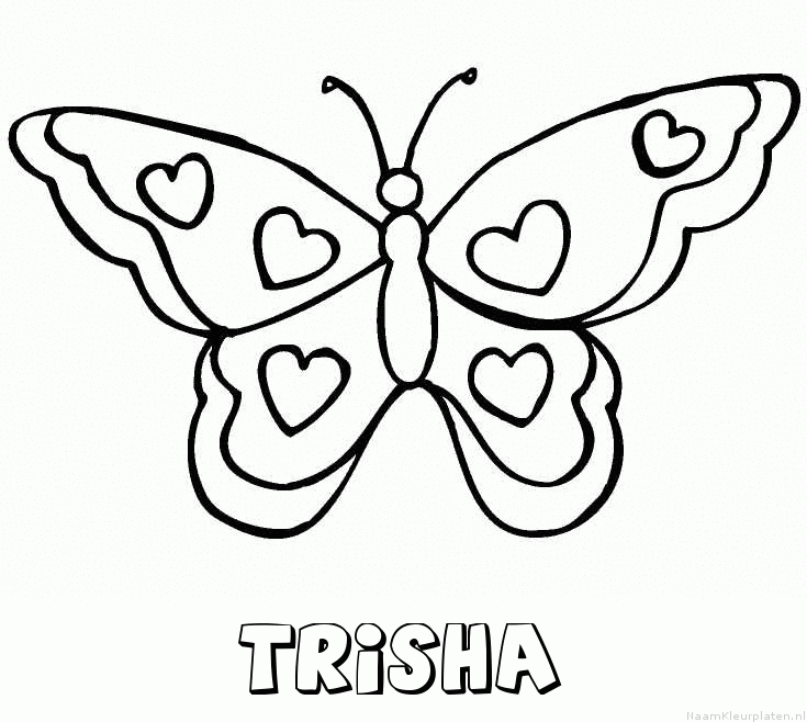 Trisha vlinder hartjes kleurplaat