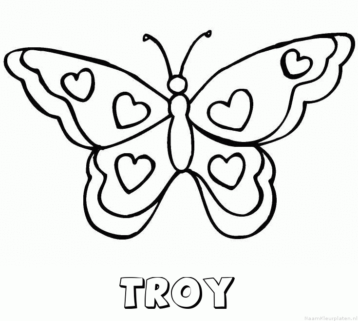 Troy vlinder hartjes kleurplaat