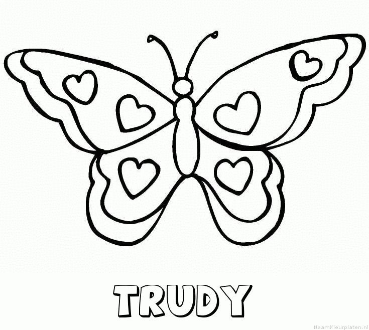 Trudy vlinder hartjes kleurplaat