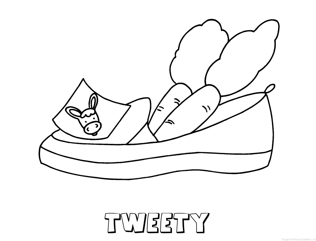Tweety schoen zetten