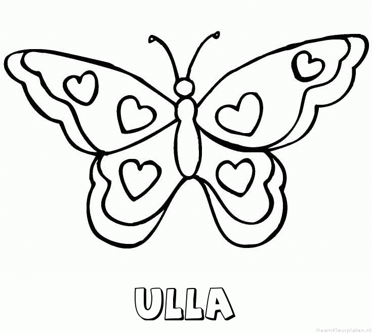 Ulla vlinder hartjes kleurplaat