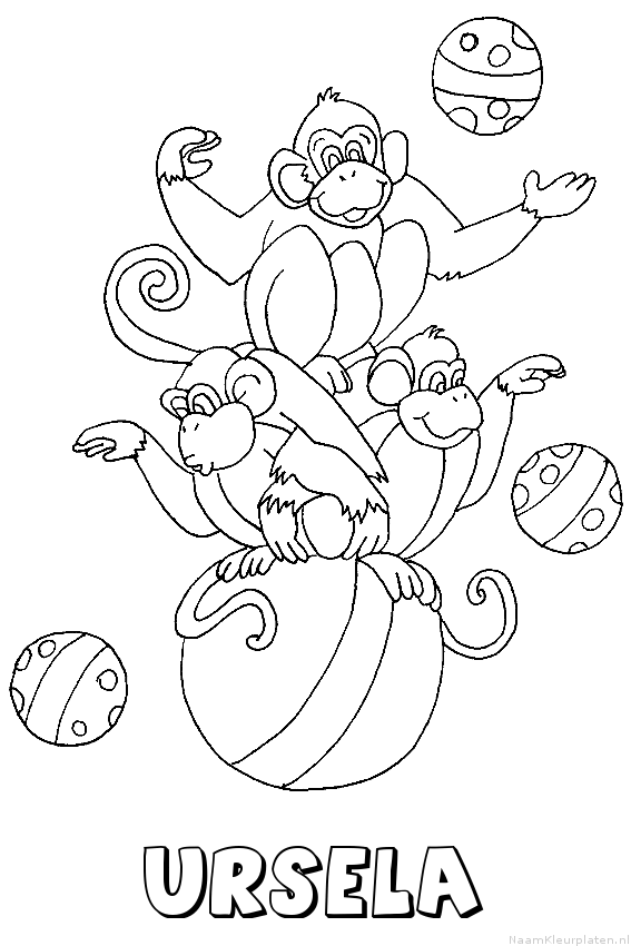 Ursela apen circus kleurplaat