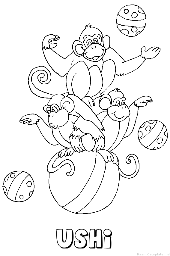 Ushi apen circus kleurplaat