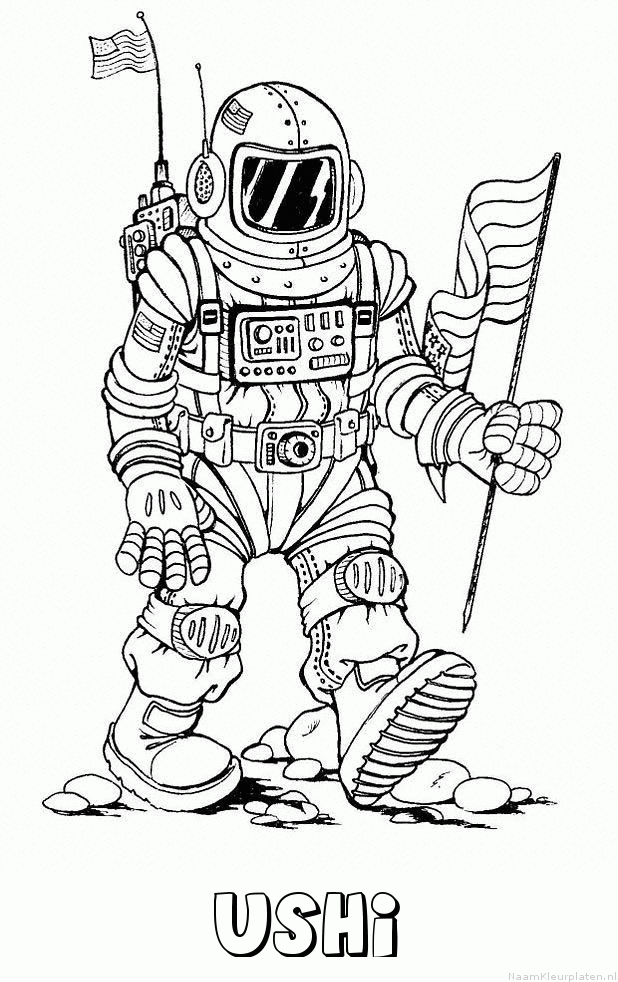 Ushi astronaut kleurplaat
