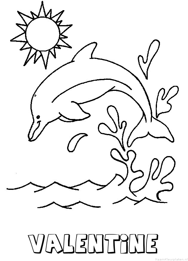 Valentine dolfijn kleurplaat
