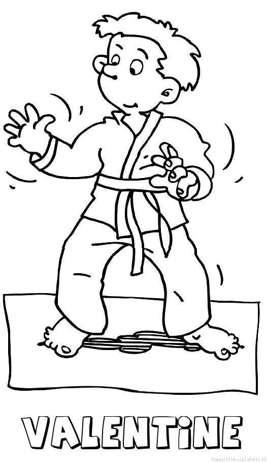 Valentine judo kleurplaat