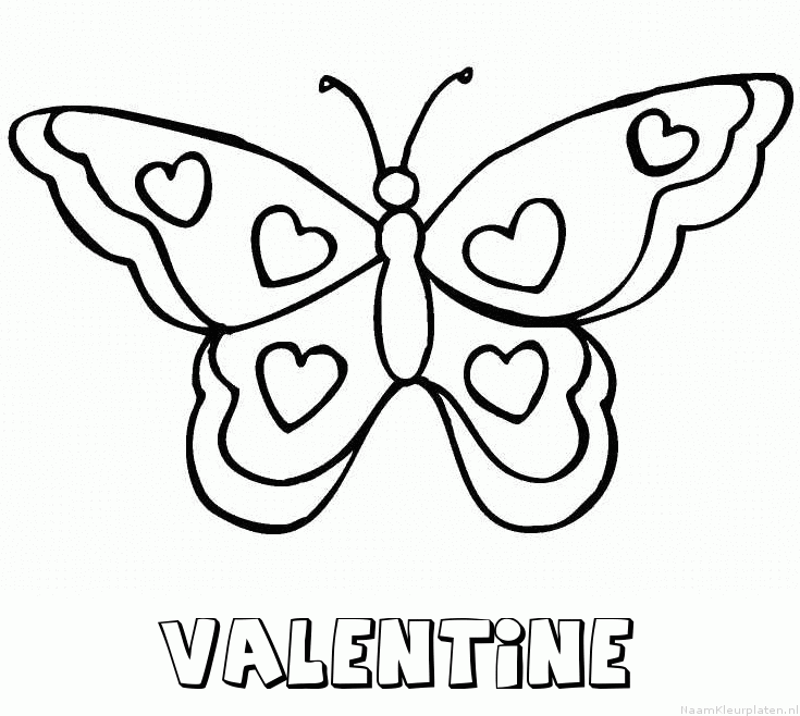 Valentine vlinder hartjes kleurplaat