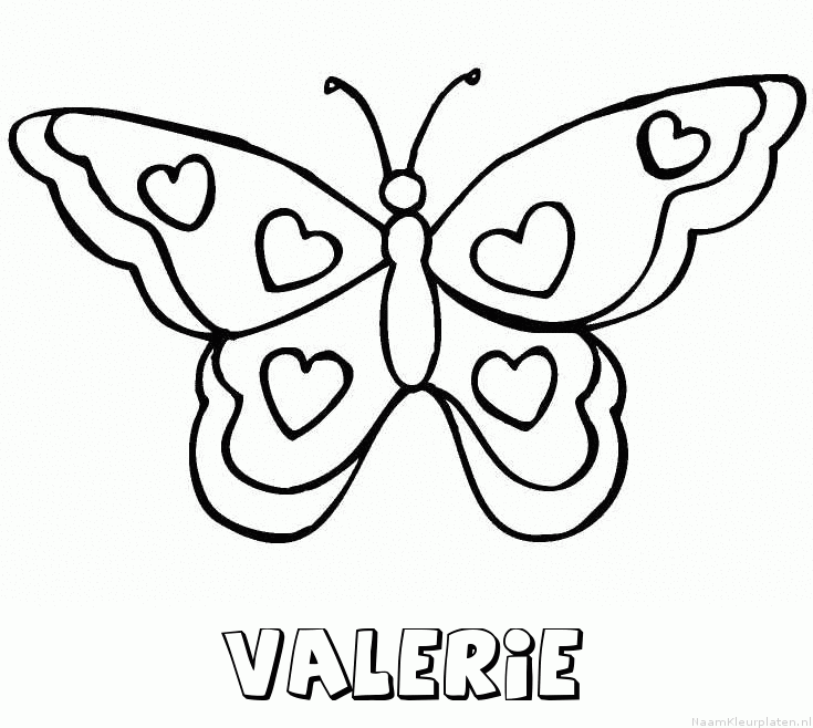 Valerie vlinder hartjes kleurplaat