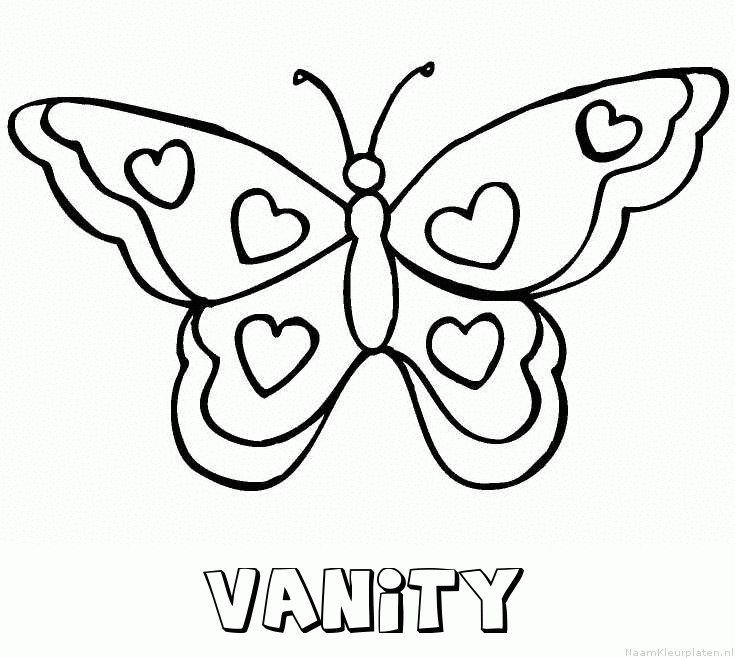 Vanity vlinder hartjes kleurplaat