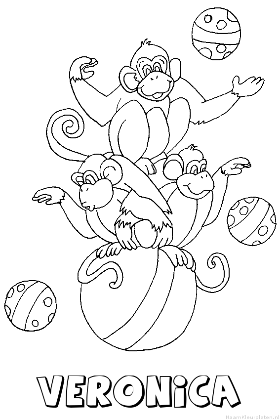 Veronica apen circus kleurplaat